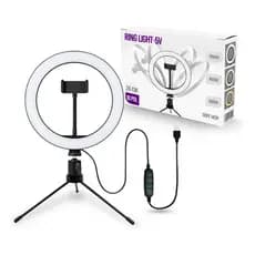 Luminária Ring Light Portátil 26cm C/ Tripé 14cm Completo Iluminador Youtuber T-photo Lumi 1ª Linha