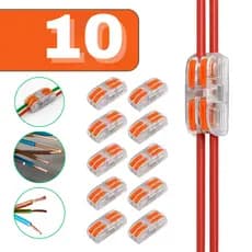 Conector de Fio Tipo Wago Emenda Rápida 2 e 4 Vias Alavanca Pressão