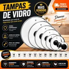 Tampa de Vidro Temperado  N.º12 14 16 18 20 22 24 26 28 30 32cm Panela Frigideira Universal Inox