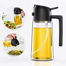 Pulverizador de Azeite e Vinagre em Vidro 470Ml  Spray Refilável Dosador para Cozinha Gourmet e Churrasco