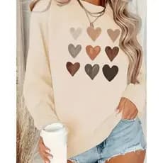 Moletom Blusa de Frio Estiloso flanelado quentinho Coração  Moletom Gola Redonda Careca Feminino. Envio Rápido