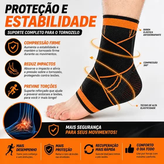 Kit 2 Tornozeleiras de Compressão Esportiva Ajustável para Academia Corrida e Fitness ANJGG BRASIL