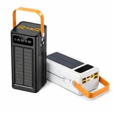 Power Bank Solar 50.000mAh com 4 Portas USB Carregamento Rápido Bidirecional e Display Digital Preto