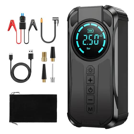 Auxiliar de Partida 150 PSI 10000mAh Portátil com Compressor de Ar Power Bank