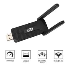 Adaptador Wireless WiFi Mini 2 Antenas Dual Band 1300Mbps 5.8GHz/2.4GHz Sem Fio PC ANJGG BRASIL