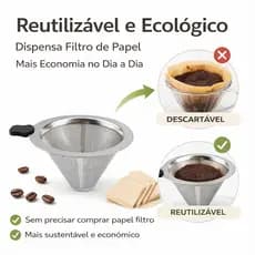 Filtro de Café Inox Reutilizável Sem Papel Coador Permanente Café Manual Universal ANJGG BRASIL