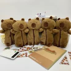 Estojo de Lápis de Pelúcia Simulado Série Animal Pequena Capivara Material Escolar Bolsa de Armazenamento de Desenho Ani
