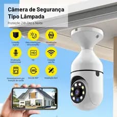 Câmera Lâmpada E27 WiFi 360° PTZ 1080P Visão Noturna Detecção de Movimento Áudio Duas Vias