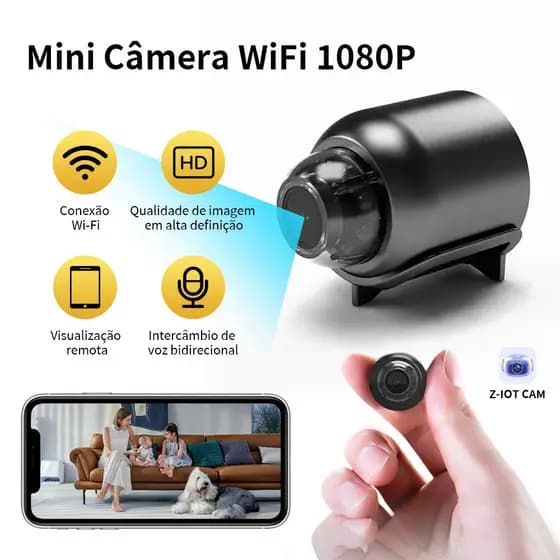 Mini Câmera Segurança 1080P Wi-Fi Detecção De Movimento 140° Discreta