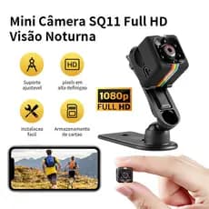 Mini Câmera SQ11 Full HD 1080P | Câmera de Segurança com Visão Noturna e Luz para Esporte