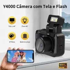 Mini Câmera Y4000 1080P de Bolso com Tela LCD e Flash Digital 6 Filtros Gravador de Vídeo para Estudante