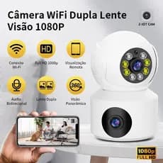 Câmera 1080P Duas Lentes Visão Noturna, Alarme Detecção Movimento, Controle por App Monitoramento para Casa