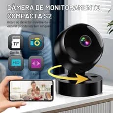 Mini Câmera de Segurança WiFi Redonda 1080P Portátil com Bateria, Visão Noturna HD e Alarme de Detecção de Movimento