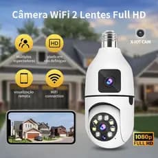 Câmera de Segurança WiFi com Dupla Lentes 2 Lentes, Full HD, Visão Noturna, Microfone, IP, APP