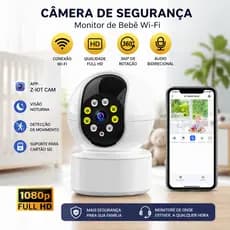Câmera WiFi 1080p Vigilância Doméstica e Babá Eletrônica, Visão Noturna, Alerta Movimento e App Remoto
