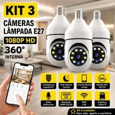 Câmera de Segurança WiFi 360° E27 Full HD 1080P Visão Noturna Áudio Bidirecional APP