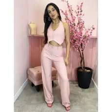 Conjunto linho Risca de giz