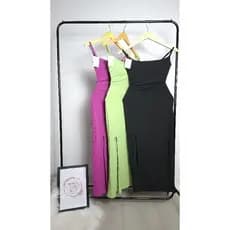 Vestido Vane, Canelado Premium com fenda, costas nua trançada