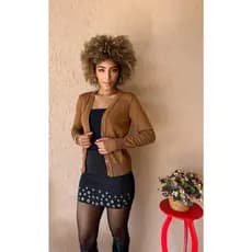 Casaco Feminino Cardigan Elastano Básico Inverno Casaquinho Liso Botões Casual Tricot Tricô Moda