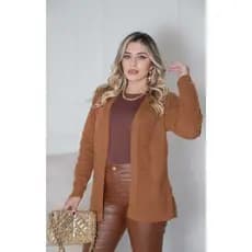 Casaco Feminino de Frio Tricot Cardigan Bolinhas Inverno Casaquinho Ponto Arroz Kimono Capa