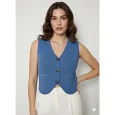 Colete feminino Sobreposição Verão Tricot Modal Botão Lançamento Moda Feminina