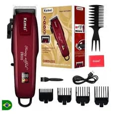 Máquina de cortar cabelo profissional sem fio recarregável  Kemei PG2600 com visor LCD - Bivolt