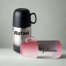 Garrafa Térmica 230ml Personalizada Nome Para Café Chá C/ Tampa Caneca