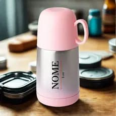 Mini Garrafa Térmica Personalizada 230ml com Nome Gravado – Café Chá