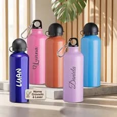 Squeeze Personalizada a laser Alumínio 500ml Bico 2em1 Colorida