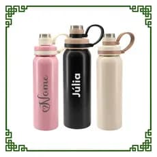 Garrafa Inox 800ml Personalizada Nome C/ Alça Confortável