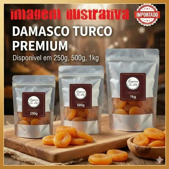 Damasco Turco Importado 250g, 500g e 1kg - Premium