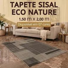 Tapete Sala Sisal 150x200 cm J. Serrano Eco Nature Riviere Slim Antiderrapante Quarto Rústico