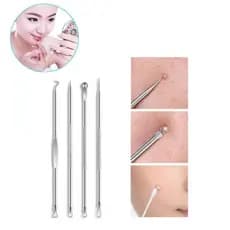 Extrator Removedor Tira Acne Cravos Espremedor Espinha Poros Kit 4 Peças . Limpeza Higiene Nariz