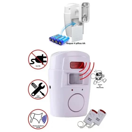Alarme Sem Fio Residencial Sensor Sirene + 2 Controles Para proteção Controle Ativação