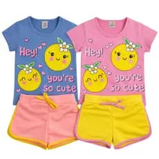 Conjunto Infantil De Menina Limãozinho | Conjunto Feminino | Blusinha e Short | 2 ao 12