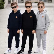 Conjunto Moletom Infantil Menino Quentinho – Casaco com Capuz + Calça Moletom Quentinho Básico Escolar
