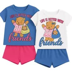 Conjunto Infantil Menina Blogueirinha Feminino Bob - Blusa Algodão Ursinho e Shorts | Tamanhos 12 ao 12