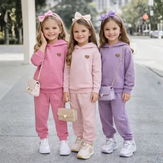 Conjunto Moletom Infantil Menina Peluciado | Casaco + Calça |Conjunto Moletom Infantil Menina grosso
