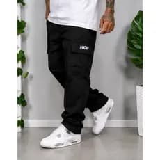 Calça Cargo streetwear  Masculina/Feminina  HI GI – Estilo Skate, 6 Bolsos, Cordão Ajustável