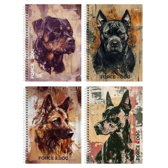 Caderno Universitário 10 Matérias 200 Folhas Force Dog Masculino Troppo