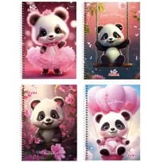 Caderno Universitário 10 Matérias 200 Folhas Hello Panda Feminino