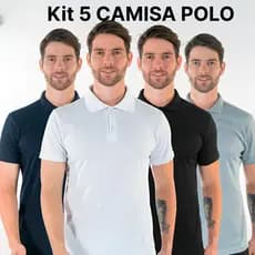 Kit 5 Polo Lisa Masculina Casual Para O Dia A Dia Premium