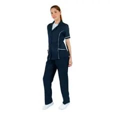 Kit 2 Conjuntos Uniforme Jaleco E Calça Para Faxineira E Babá