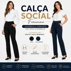 Calça Social Feminina de Alfaiataria Com Elastano Para Recepcionista Secretária