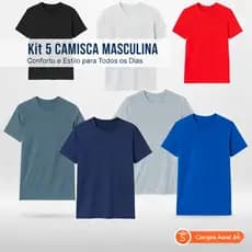 Kit 5 Camisas Masc. Gola Redonda Caimento E Conforto Premium
