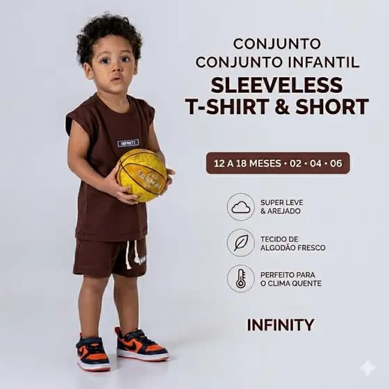 kit  2 peças Regatão Machão Oversized e shorts - Marrom Infinity Black