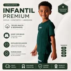kit 2 peças Camisa e shorts - Verde Militar Rubber Infinity White