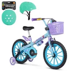 Bicicleta Infantil Frozen Aro 16 Nathor Garrafinha Capacete