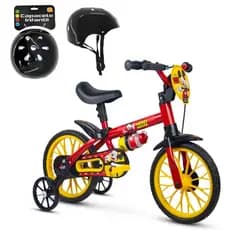 Bicicleta Infantil Aro 12 Mickey Nathor Garrafinha Capacete