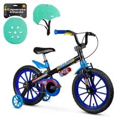 Bicicleta Passeio infantil Aro16 Tech Boys Garrafa Capacete